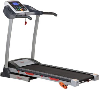 Sunny Health & Fitness Folding Treadmill with Device Holder, Shock Absorption and Incline