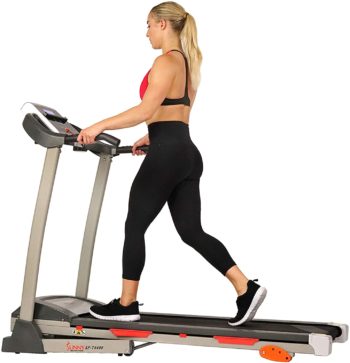 Sunny Health & Fitness Folding Treadmill with Device Holder, Shock Absorption and Incline