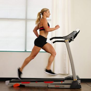 Sunny Health & Fitness Folding Treadmill with Device Holder, Shock Absorption and Incline