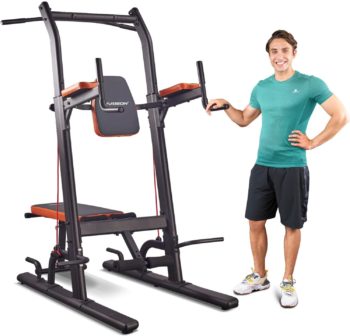 HARISON Multifunction Power Tower Pull Up Dip Station with Bench Adjustable Height for Home Gym Strength Training Fitness Equipment , Dip Stands, Pull Up Bars, Push Up Bars, VKR