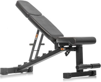 XMark Power Series Adjustable Flat Incline Decline Bench, 1500 lb. Wgt Capacity, 7 Back Pad Positions From Decline at -20 degrees To Incline of 85 degrees, 3 Ergonomical Seat Pad Positions (BLACK)