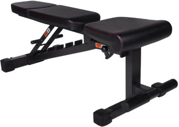 XMark Power Series Adjustable Flat Incline Decline Bench, 1500 lb. Wgt Capacity, 7 Back Pad Positions From Decline at -20 degrees To Incline of 85 degrees, 3 Ergonomical Seat Pad Positions (BLACK)