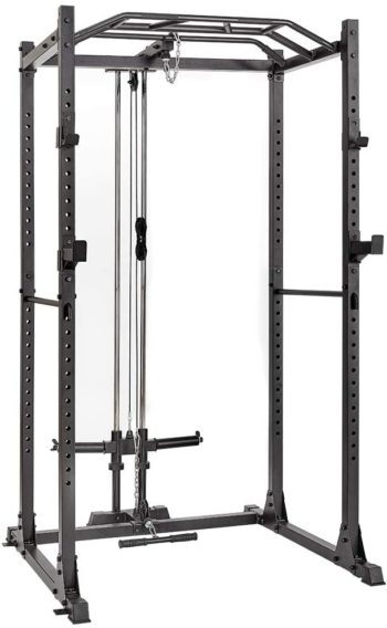 papababe Power Cage with LAT Pulldown 1200-Pound Capacity High Capacity Power Rack Home Gym Equipment