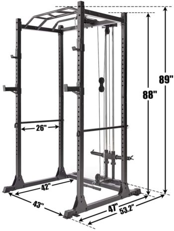 papababe Power Cage with LAT Pulldown 1200-Pound Capacity High Capacity Power Rack Home Gym Equipment