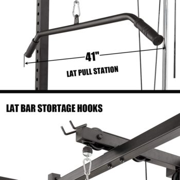 papababe Power Cage with LAT Pulldown 1200-Pound Capacity High Capacity Power Rack Home Gym Equipment