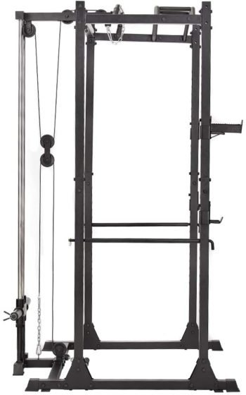 papababe Power Cage with LAT Pulldown 1200-Pound Capacity High Capacity Power Rack Home Gym Equipment