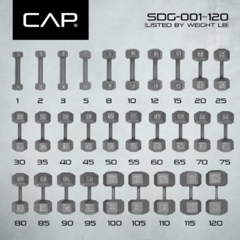 CAP Barbell Cast Iron Solid Hexagon Gray Dumbbells, Strength Training Free Weights Set of 2 for Women and Men, Hand Weights Sold by Pairs, from 1 to 120 LBS, Multi-Select Weight Size Options Available