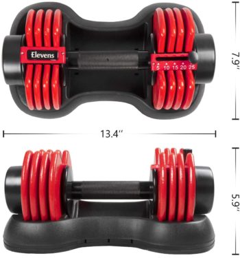 Elevens 25Ibs Adjustable Dumbbell Series with Handle and Weight Plate for Gym Home (Single)