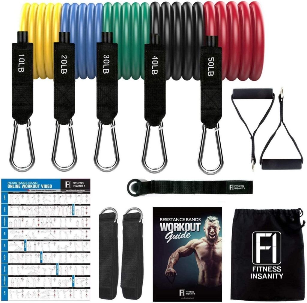 Fitness Insanity Resistance Bands Set - 5-Piece Exercise Bands...