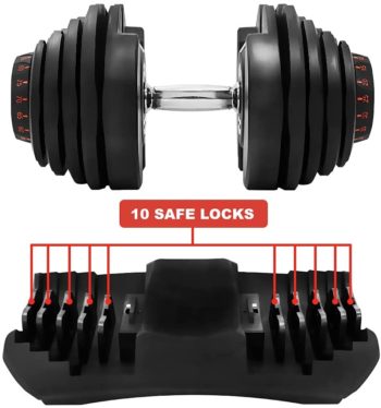 Gorilla Gadgets Home Office Gym 15 Weight Adjustable Dumbbell Pair Workout Set for Women and Men 10-90 Lbs