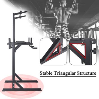 KARMAS PRODUCT Power Tower Adjustable Height Standing Pull Up Bar Dip Station for Home Gym