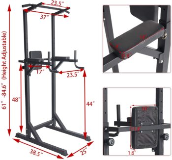 KARMAS PRODUCT Power Tower Adjustable Height Standing Pull Up Bar Dip Station for Home Gym