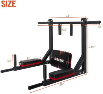 Merax Wall Mounted Pull-Up Bar - Multi-Grip Chin-Up Bar Dip Stand Power Tower Set for Home Gym Strength Training Equipment [Supports 440LBS]