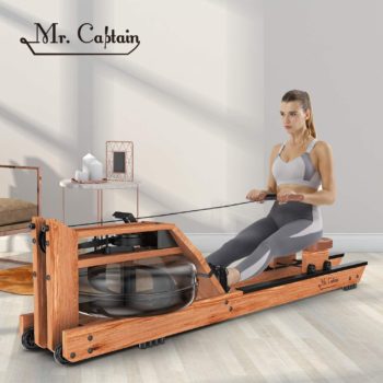 Mr Captain Rowing Machine for Home Use,Water Resistance Wood Rower with Bluetooth Monitor,Indoor Fitness Exercise Sports Equipment