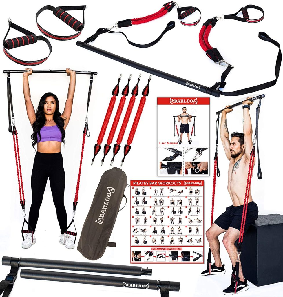Pilates Bar Kit with Extra Resistance Bands - Portable Gym Home...