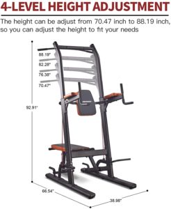 Power Tower Dip Station Multi-Function Pull Up Bar with Bench...