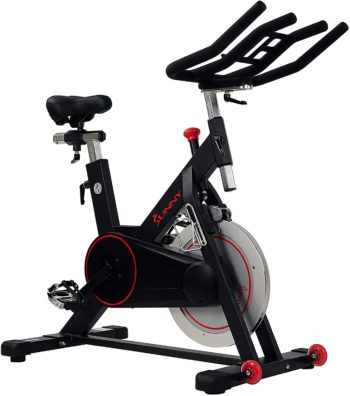 Sunny Health & Fitness Magnetic Belt Drive Indoor Cycling Bike with 44 lb Flywheel and Large Device Holder, Black, Model Number: SF-B1805