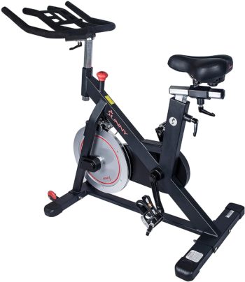 Sunny Health & Fitness Magnetic Belt Drive Indoor Cycling Bike with 44 lb Flywheel and Large Device Holder, Black, Model Number: SF-B1805