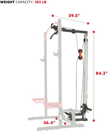 Sunny Health & Fitness Power Zone Squat Stand Rack Power Cage with Lat Pull Down Attachment