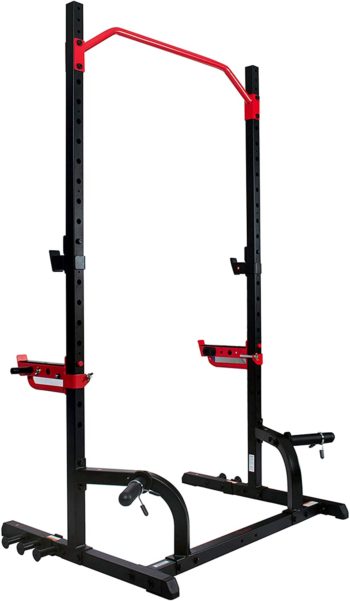 Sunny Health & Fitness Power Zone Squat Stand Rack Power Cage with Lat Pull Down Attachment