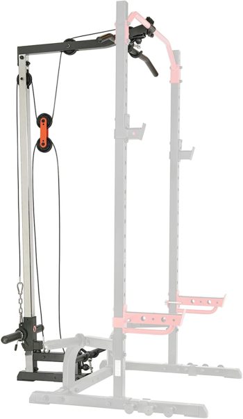 Sunny Health & Fitness Power Zone Squat Stand Rack Power Cage with Lat Pull Down Attachment