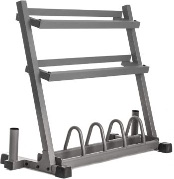 XMark All-in-One Dumbbell Rack, Plate Weight Storage and Dual Vertical Bar Holder, Patented Design