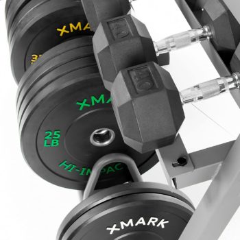 XMark All-in-One Dumbbell Rack, Plate Weight Storage and Dual Vertical Bar Holder, Patented Design