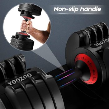 YooZoo 6.6-44 lbs 5 Levels Adjustable Dumbbells,Non-Slip & Safety Lock Design,with Anti-Slip Handle Dumbbellsfor Full Body Workout Home Gym Men/Women with Dumbbell Tray