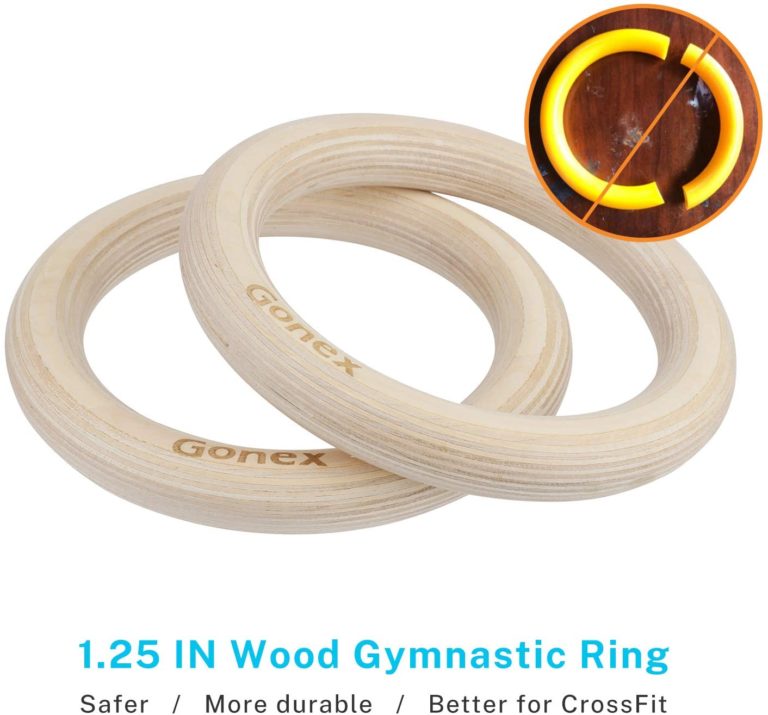 Gonex Wooden Gymnastic Rings with Adjustable Number Straps...