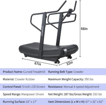 RUNOW Curved Treadmill, Non-Electric Motorized Treadmill for Commercial & Home Running Machine with Customization & Resistance Adjustment