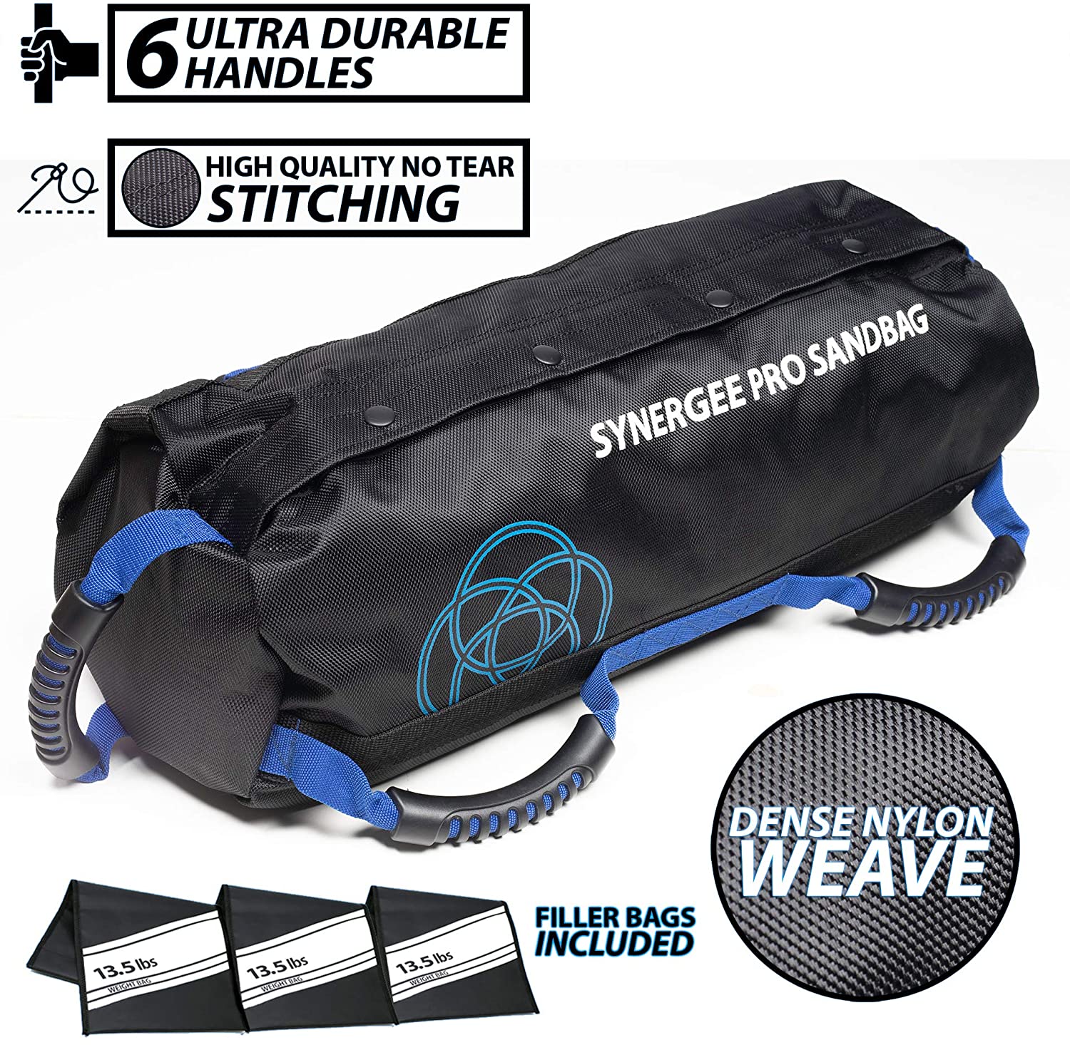 Synergee Adjustable Fitness Sandbag. Adjustable Sandbags with Filler...