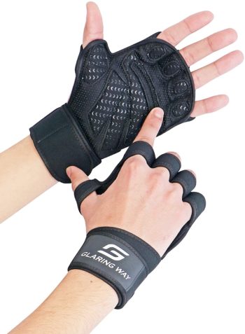 Glaring Way Weight Lifting Gloves with Built-in Wrist Wrap for Exercise, Full Palm Protection and Extra Grip Workout Gloves for Men and Women