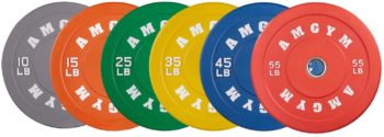 AMGYM Color Olympic Bumper Plate, Weights Plates, Bumper Weight Plate, Steel Insert, Strength Training