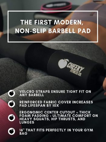 Cheeky Fitness Co. Zero Slip Velcro Squat & Hip Thrust Barbell Pad, Padded Foam Booty Builder Cushion for Hip Thruster, Squats & Weightlifting