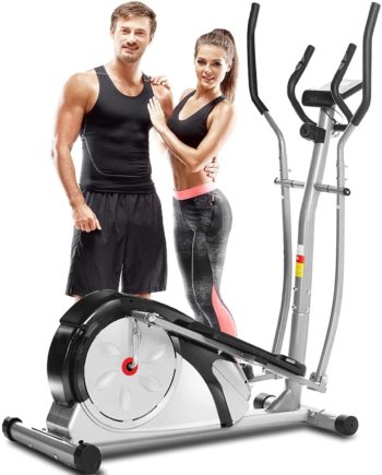 FUNMILY Elliptical Machines, Elliptical Trainer for Home Use with LCD Monitor and Pulse Rate Grips Magnetic Smooth Quiet Driven Max Weight Capacity 350Lbs