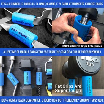 Fat Gripz Pro - The Simple Proven Way to Get Big Biceps & Forearms Fast (Winner of The Men’s Health Magazine Award 2021) (2.25 Inch Outer Diameter)