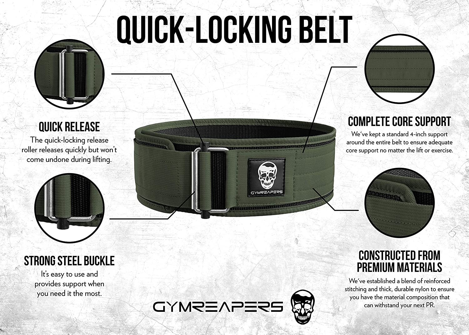 Gymreapers Quick Locking Weightlifting Belt for Bodybuilding...