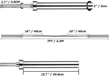 PAPABABE Olympic Barbell 7-Foot Cerakoted Barbell 1000LB/1500LB Capacity, 2 Inch Weightlifting Barbell, Weights Lifting Power Lifting (Silver/ Black)