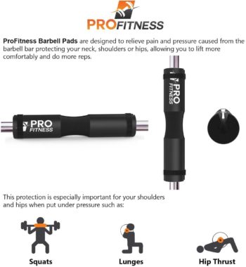 ProFitness Barbell Pad Squat Pad- Shoulder Support for Squats, Lunges & Hip Thrusts - for Olympic or Standard Bars