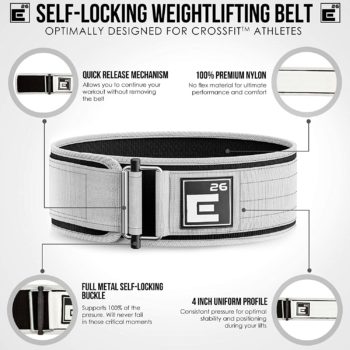 Self-Locking Weight Lifting Belt - Premium Weightlifting Belt for Serious Functional Fitness, Weight Lifting, and Olympic Lifting Athletes - Lifting Support for Men and Women - Deadlift Training Belt