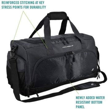 Ultimate Gym Bag 2.0: The Durable Crowdsource Designed Duffel Bag with 10 Optimal Compartments Including Water Resistant Pouch (Black, Medium (20"))