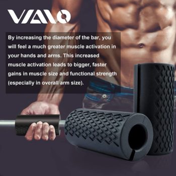 VIAIO Pair of Grips,Muscle Builder for Standard Hex/Bicep/Tricep/Threaded/Shrug Bars.Fat Dumbbell Barbell Grips Thick Bar Adapter Best with Barbell, Dumbbell & Weight Lifting, 100% Fully Refundable