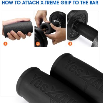 Yes4All Thick Rubber Grips, Ez Barbell Grips, Outer Dimension 2.0 inches, Biceps Curl, Triceps Exercise,Wrist Strap Best with Barbell, Dumbbell & Weight Lifting