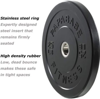 papababe Bumper Plates 2 inch Bumpers Olympic Weight Plate with Steel Insert Bumper Weights Set Free Weight Plates