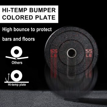 papababe Bumper Plates, Hi-Temp Olympic Weight Plates with Colored Fleck-Rubber Weights Plates for Weight Lifting and Strength Training