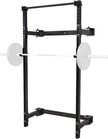 PRx Performance Murphy Rack Fold in Squat Rack, Wall Mounted Folding Power Rack, Weight Lifting Power Rack with Adjustable Pull Up Bar, Heavy Duty J-Cups, Home Gym Equipment