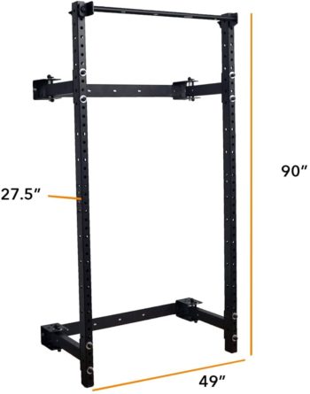 PRx Performance Murphy Rack Fold in Squat Rack, Wall Mounted Folding Power Rack, Weight Lifting Power Rack with Adjustable Pull Up Bar, Heavy Duty J-Cups, Home Gym Equipment