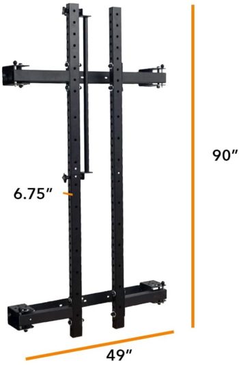 PRx Performance Murphy Rack Fold in Squat Rack, Wall Mounted Folding Power Rack, Weight Lifting Power Rack with Adjustable Pull Up Bar, Heavy Duty J-Cups, Home Gym Equipment