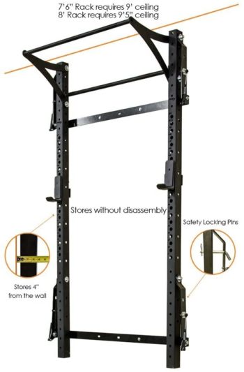 PRx Performance Profile PRO Squat Rack 3x3 with Kipping or Multi-Grip Pull Up Bar, 7'6" or 8' Uprights As Seen On Shark Tank Wall Mounted Home Garage Gym Exercise System