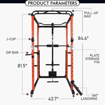 RitFit Power Cage with LAT Pull Down and 360° Landmine, 1000LB Capacity Power Rack Full Home Gym for Weightlifting, Come with J-Cups,Dip Bars and Other Attachments (Upgraded Version)